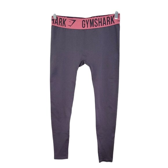 Gymshark Women's Black Elastic Waist Logo Skinny Leggings Pull‎ On Size M - Picture 1 of 12